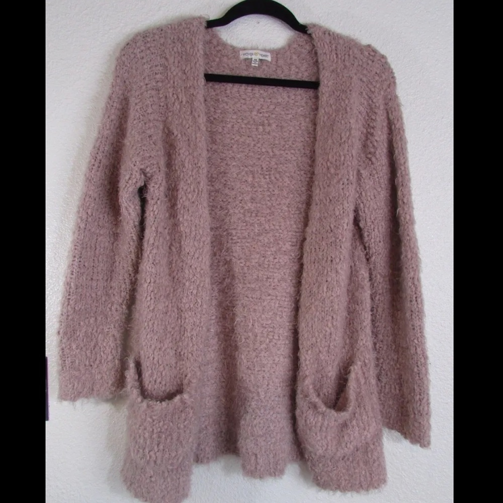 Woven Heart Pink Cardigan